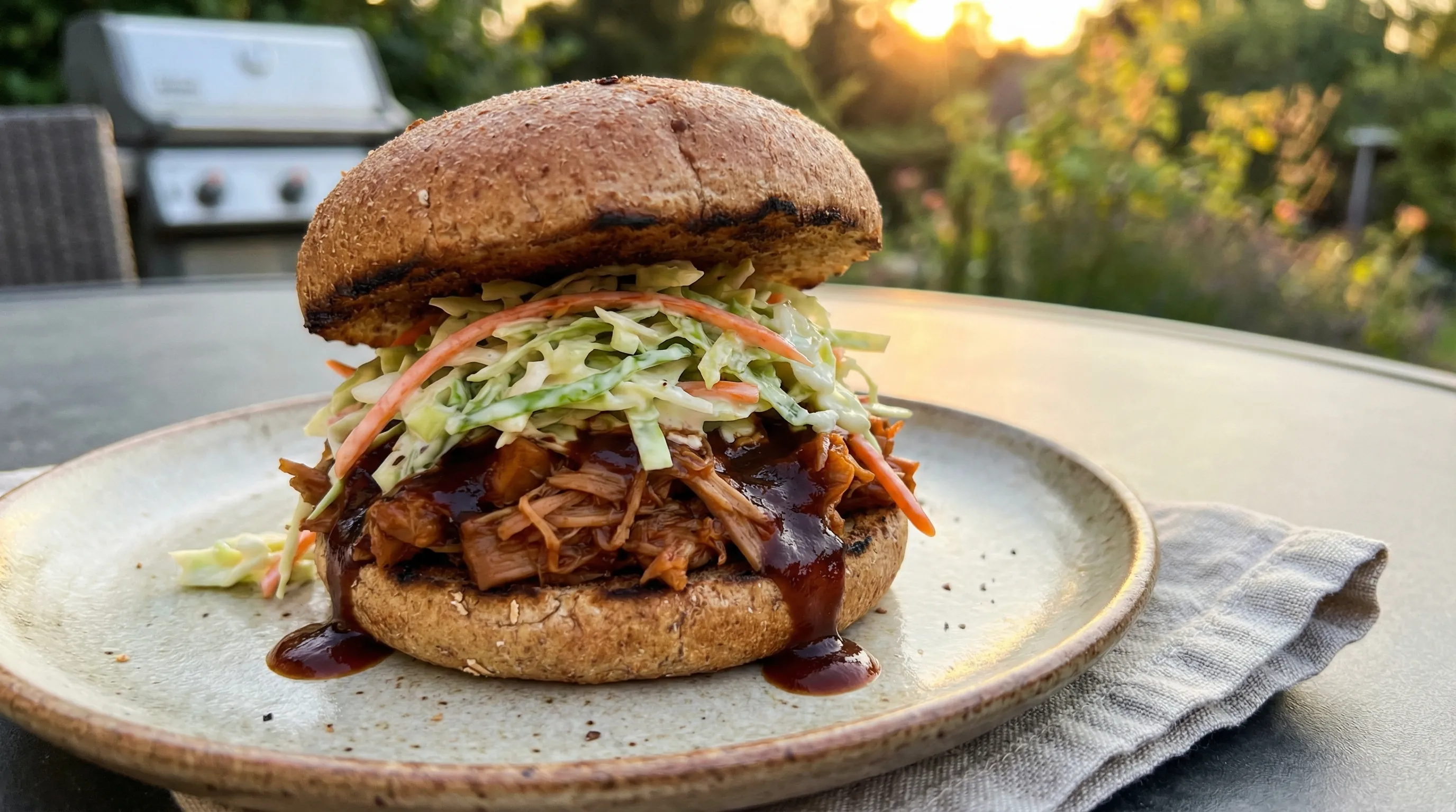 BBQ Jackfruit Pulled 'Pork' Burger