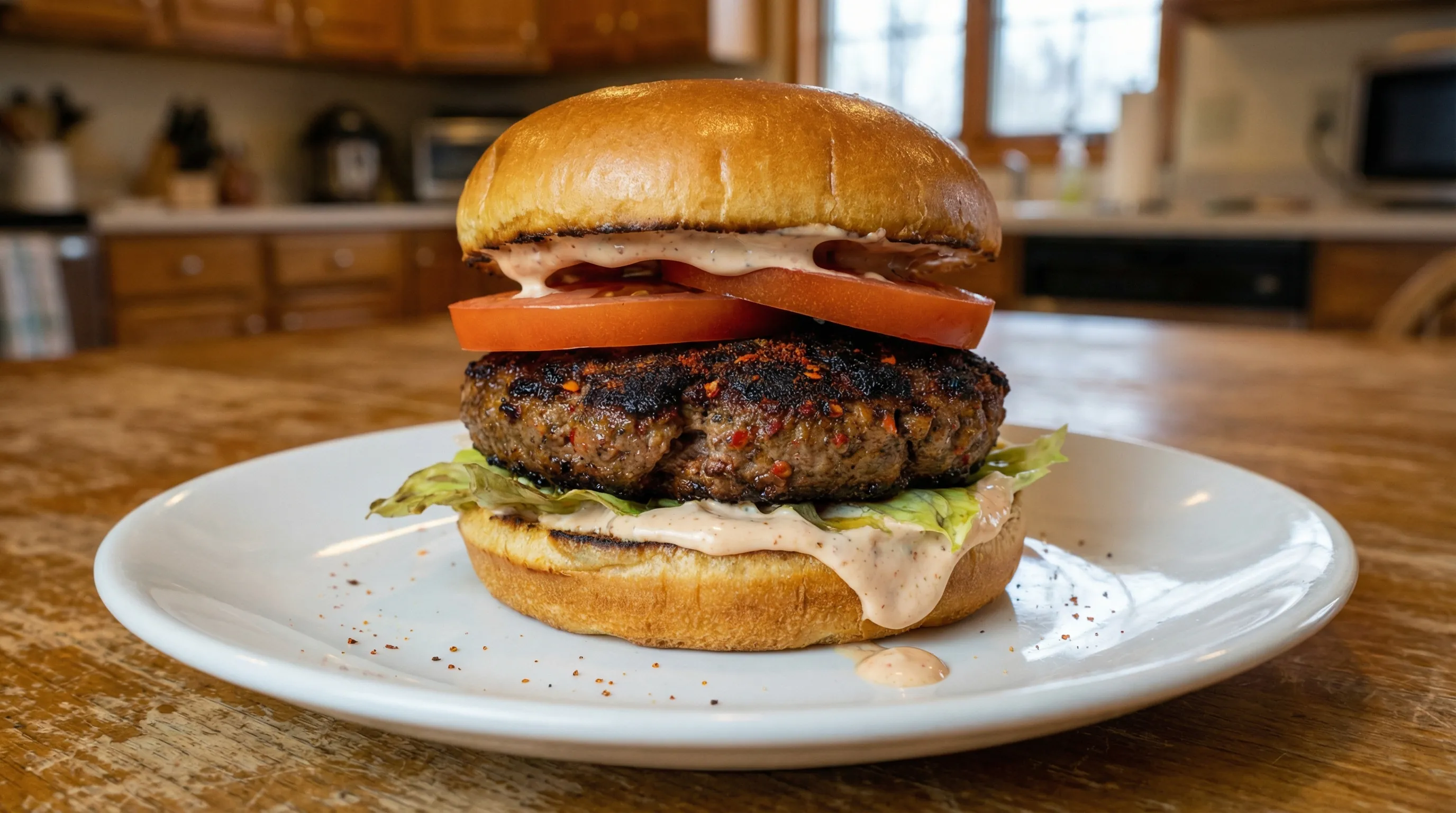 Cajun Blackened Burger with Remoulade