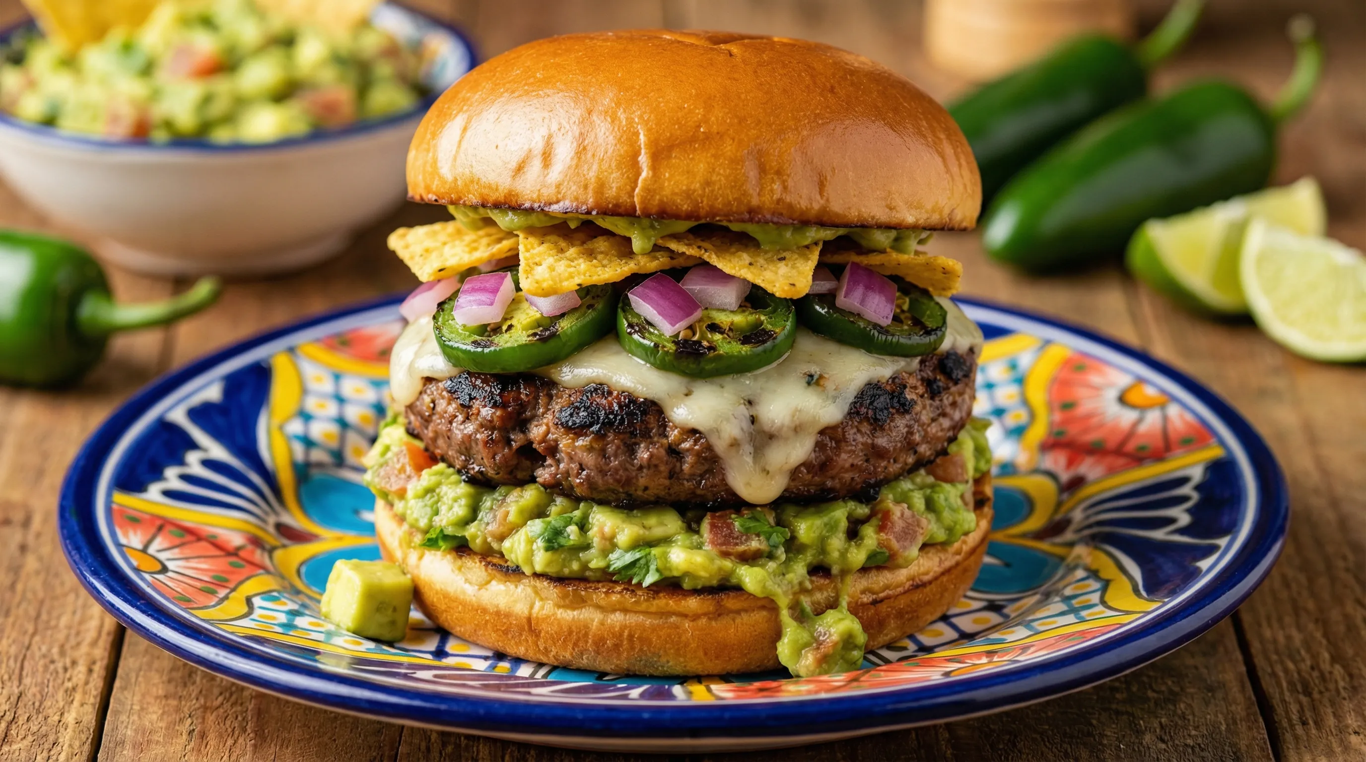 Jalapeño Pepper Jack Burger with Fresh Guacamole