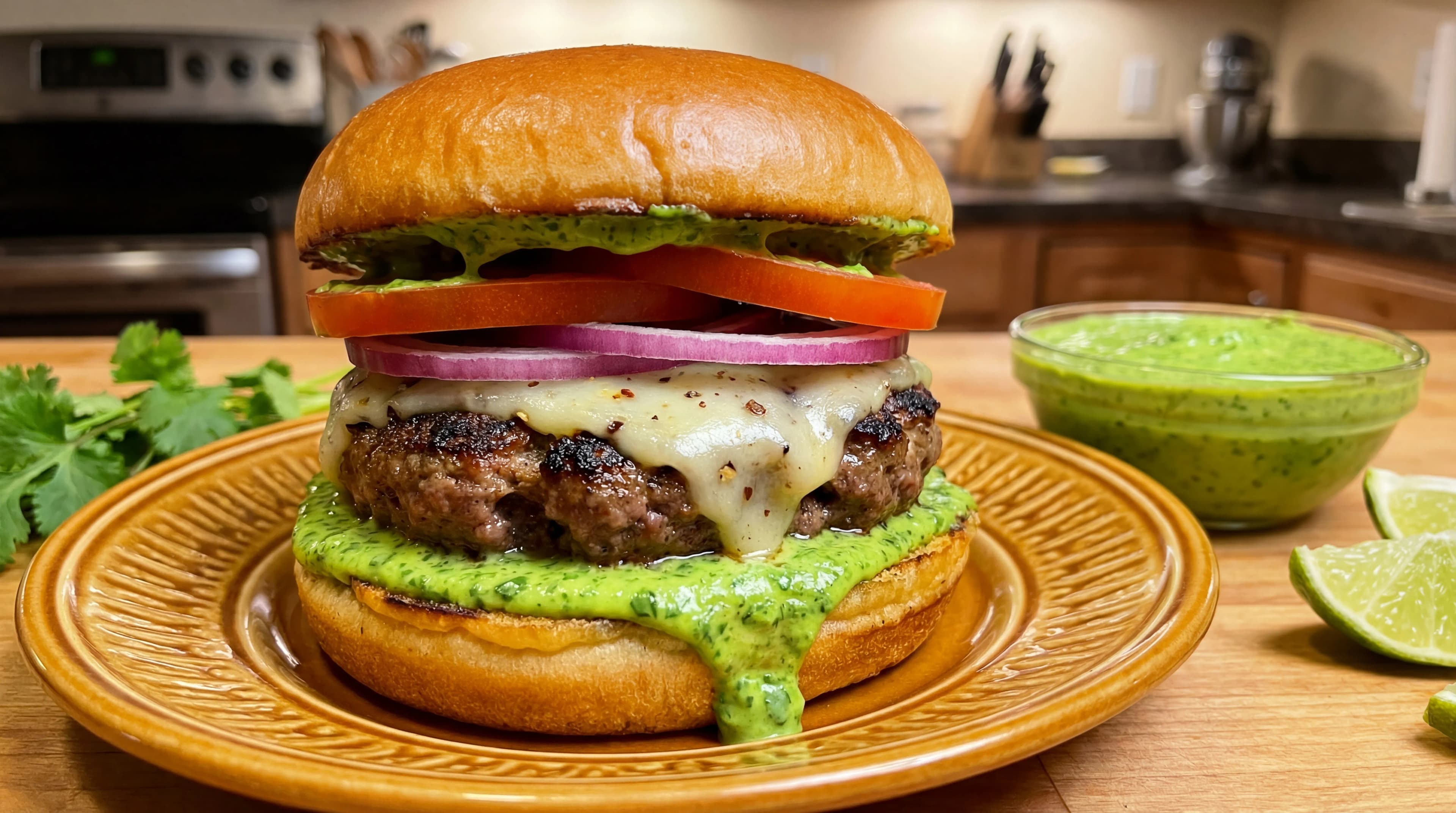 Peruvian Aji Verde Sauce Burger