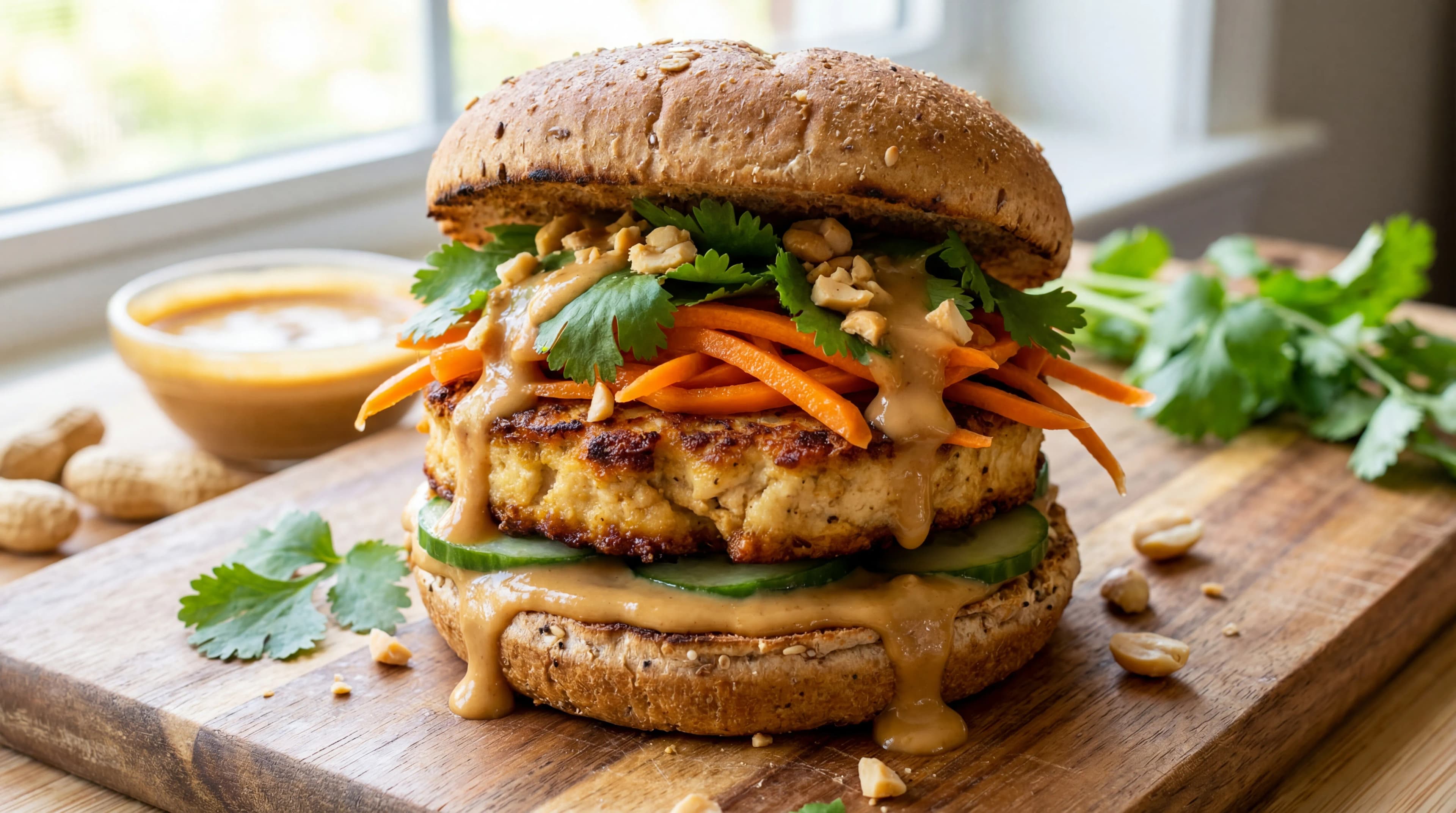 Thai Peanut Satay Tofu Burger